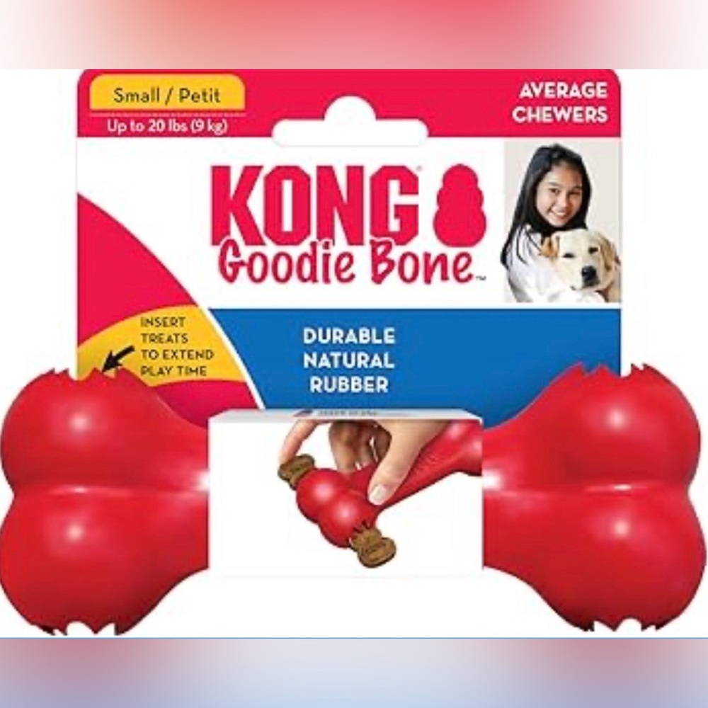 NWT KONG Goodie Bone - Classic Durable Natural Rubber Dog Bone- Treat Dispensing